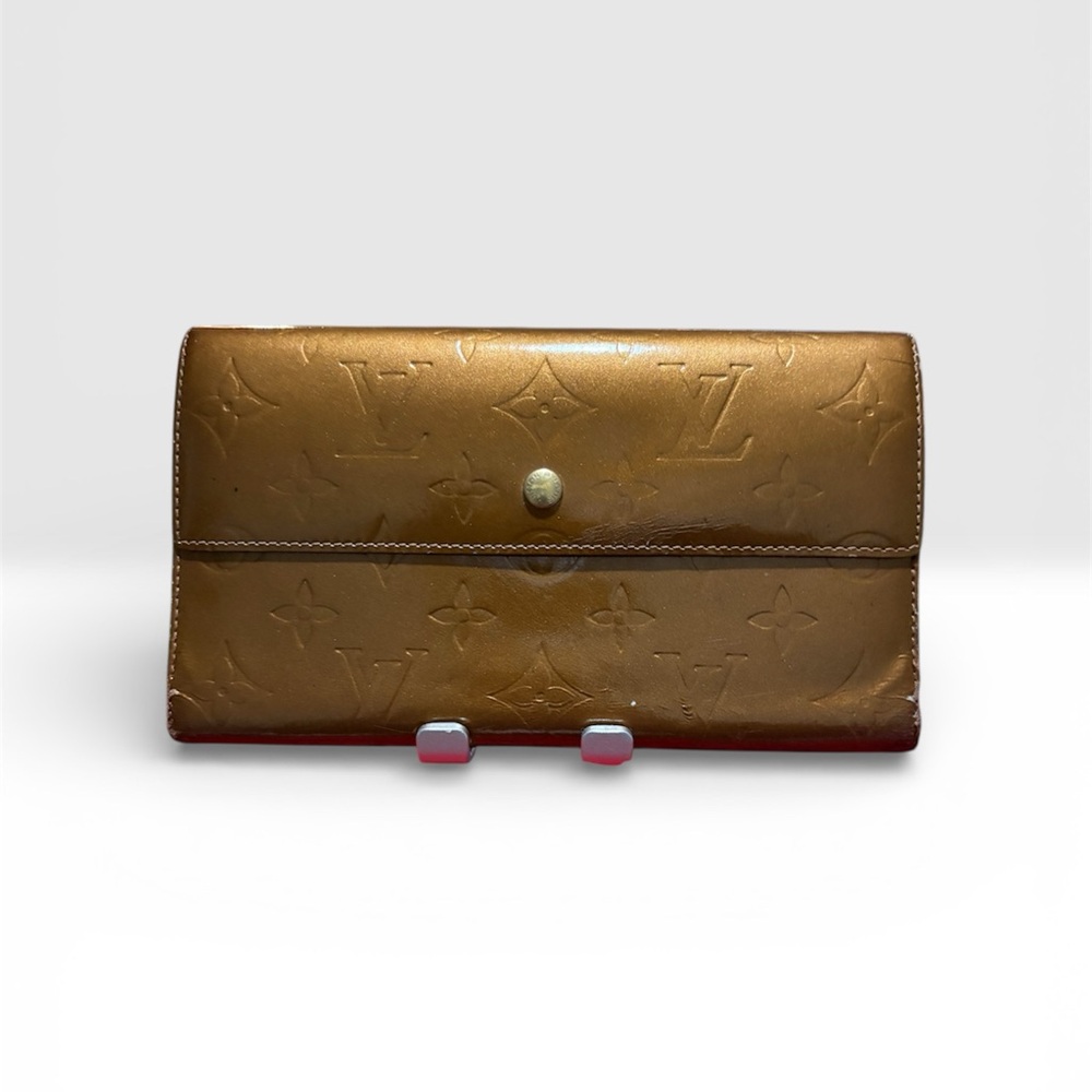 🔴🔴Louis Vuitton Bronze Vernis  Embossed Long Wallet